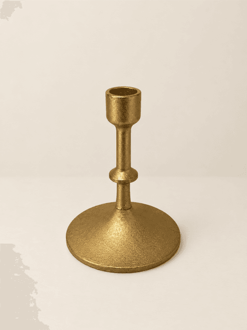 Short Gold Taper Candle Holders